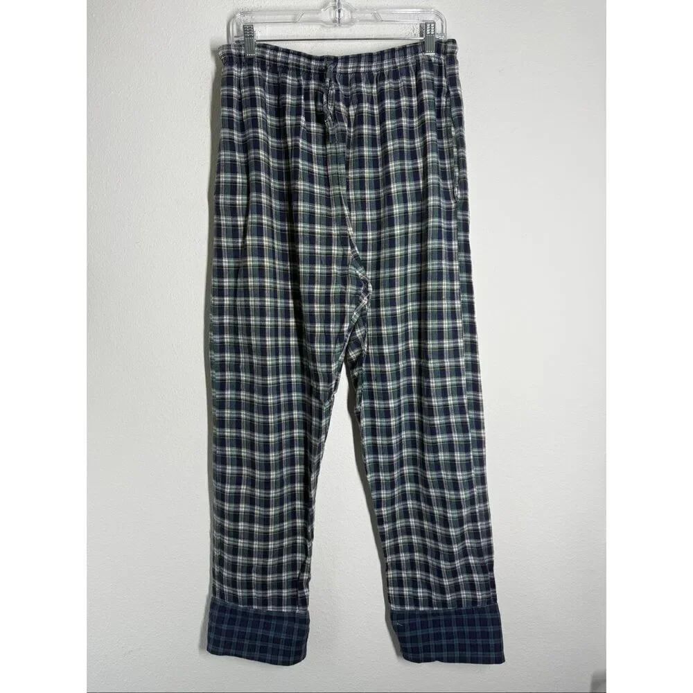 North Crest Men’s Flannel Plaid Cotton Pajama Pants Size M 32-34 Green White